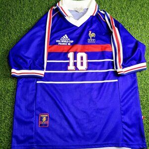 Zidane France 1998 WORLD CUP FINAL Home Soccer Jersey L